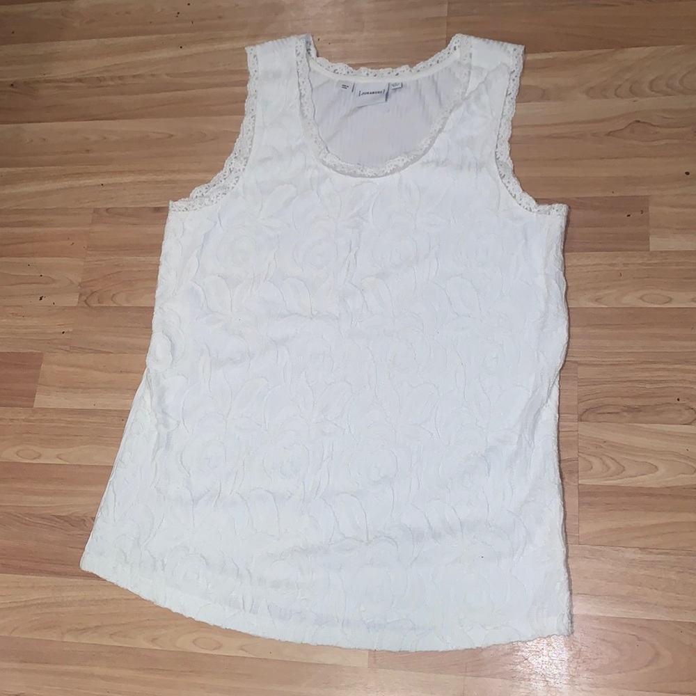 Junarose | Sleevess white lace floral tank